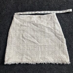 Express Cream Skirt with Fringed Hem